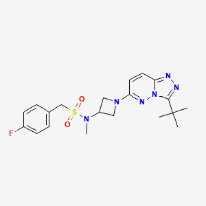 molecular formula C20H25FN6O2S B2615881 N-(1-(3-(叔丁基)-[1,2,4]三唑并[4,3-b]哒嗪-6-基)氮杂环丁-3-基)-1-(4-氟苯基)-N-甲基甲磺酰胺 CAS No. 2309751-54-8