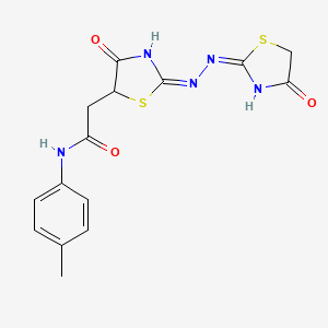 molecular formula C15H15N5O3S2 B2615886 2-((E)-4-oxo-2-((E)-(4-oxothiazolidin-2-ylidene)hydrazono)thiazolidin-5-yl)-N-(p-tolyl)acetamide CAS No. 868155-15-1