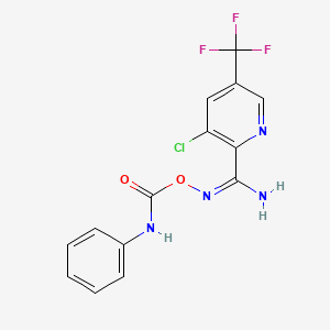 molecular formula C14H10ClF3N4O2 B2615897 [(E)-[amino-[3-chloro-5-(trifluoromethyl)pyridin-2-yl]methylidene]amino] N-phenylcarbamate CAS No. 338791-60-9