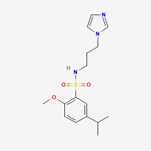 molecular formula C16H23N3O3S B2615898 N-(3-咪唑-1-基-丙基)-5-异丙基-2-甲氧基-苯磺酰胺 CAS No. 838889-89-7
