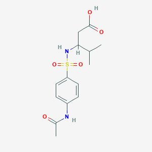 molecular formula C14H20N2O5S B2615902 3-({[4-(Acetylamino)phenyl]sulfonyl}amino)-4-methylpentanoic acid CAS No. 440646-76-4