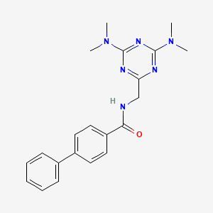 molecular formula C21H24N6O B2615905 N-((4,6-bis(dimethylamino)-1,3,5-triazin-2-yl)methyl)-[1,1'-biphenyl]-4-carboxamide CAS No. 2034355-77-4