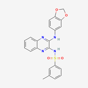 molecular formula C22H18N4O4S B2615915 N-[3-(1,3-benzodioxol-5-ylamino)quinoxalin-2-yl]-3-methylbenzenesulfonamide CAS No. 714283-06-4