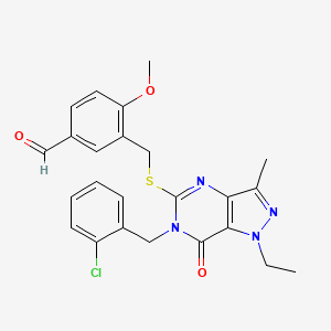 3-({[6-(2-chlorobenzyl)-1-ethyl-3-methyl-7-oxo-6,7-dihydro-1H-pyrazolo[4,3-d]pyrimidin-5-yl]sulfanyl}methyl)-4-methoxybenzaldehyde