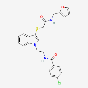 molecular formula C24H22ClN3O3S B2615920 4-chloro-N-(2-(3-((2-((furan-2-ylmethyl)amino)-2-oxoethyl)thio)-1H-indol-1-yl)ethyl)benzamide CAS No. 532972-55-7