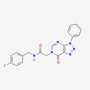 molecular formula C19H15FN6O2 B2615929 N-[(4-fluorophenyl)methyl]-2-(7-oxo-3-phenyltriazolo[4,5-d]pyrimidin-6-yl)acetamide CAS No. 892478-51-2