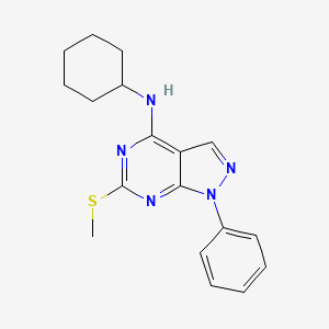 molecular formula C18H21N5S B2615938 N-环己基-6-(甲硫基)-1-苯基-1H-吡唑并[3,4-d]嘧啶-4-胺 CAS No. 478247-63-1