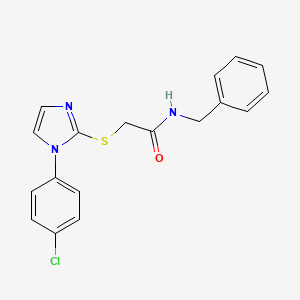 molecular formula C18H16ClN3OS B2615942 N-benzyl-2-[1-(4-chlorophenyl)imidazol-2-yl]sulfanylacetamide CAS No. 688337-44-2