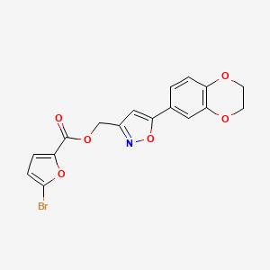 molecular formula C17H12BrNO6 B2615957 (5-(2,3-Dihydrobenzo[b][1,4]dioxin-6-yl)isoxazol-3-yl)methyl 5-bromofuran-2-carboxylate CAS No. 1105244-65-2
