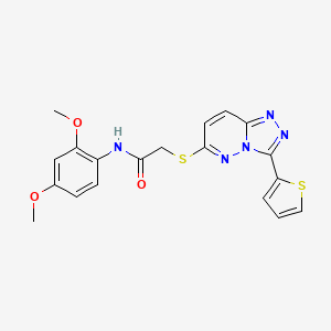 molecular formula C19H17N5O3S2 B2615961 N-(2,4-dimethoxyphenyl)-2-((3-(thiophen-2-yl)-[1,2,4]triazolo[4,3-b]pyridazin-6-yl)thio)acetamide CAS No. 868966-63-6
