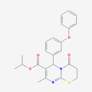 molecular formula C24H24N2O4S B2615970 propan-2-yl 8-methyl-4-oxo-6-(3-phenoxyphenyl)-2H,3H,4H,6H-pyrimido[2,1-b][1,3]thiazine-7-carboxylate CAS No. 609793-94-4