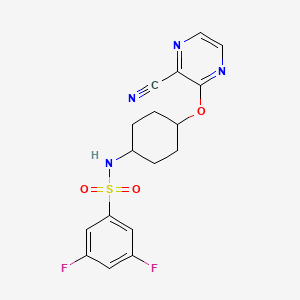 molecular formula C17H16F2N4O3S B2615993 N-((1r,4r)-4-((3-cyanopyrazin-2-yl)oxy)cyclohexyl)-3,5-difluorobenzenesulfonamide CAS No. 2034399-34-1