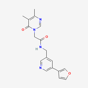 molecular formula C18H18N4O3 B2616001 2-(4,5-dimethyl-6-oxopyrimidin-1(6H)-yl)-N-((5-(furan-3-yl)pyridin-3-yl)methyl)acetamide CAS No. 2309604-37-1
