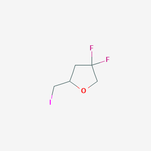 molecular formula C5H7F2IO B2616019 4,4-Difluoro-2-(iodomethyl)oxolane CAS No. 2138271-33-5