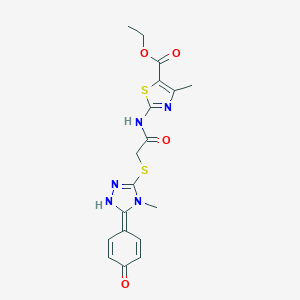 molecular formula C18H19N5O4S2 B261603 ethyl 4-methyl-2-[[2-[[4-methyl-5-(4-oxocyclohexa-2,5-dien-1-ylidene)-1H-1,2,4-triazol-3-yl]sulfanyl]acetyl]amino]-1,3-thiazole-5-carboxylate 