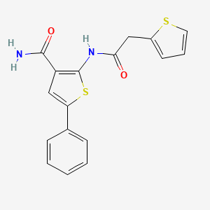 molecular formula C17H14N2O2S2 B2616030 5-Phenyl-2-(2-(thiophen-2-yl)acetamido)thiophene-3-carboxamide CAS No. 869471-53-4
