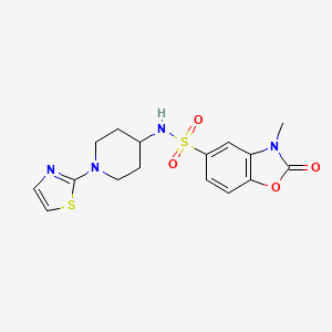 molecular formula C16H18N4O4S2 B2616055 3-methyl-2-oxo-N-(1-(thiazol-2-yl)piperidin-4-yl)-2,3-dihydrobenzo[d]oxazole-5-sulfonamide CAS No. 1448073-75-3