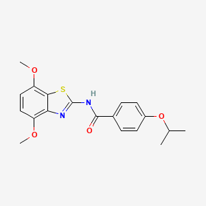 molecular formula C19H20N2O4S B2616056 N-(4,7-dimethoxybenzo[d]thiazol-2-yl)-4-isopropoxybenzamide CAS No. 906784-21-2