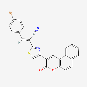 molecular formula C25H13BrN2O2S B2616063 (E)-3-(4-bromophenyl)-2-[4-(3-oxobenzo[f]chromen-2-yl)-1,3-thiazol-2-yl]prop-2-enenitrile CAS No. 371781-88-3