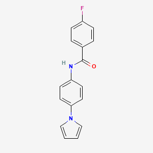molecular formula C17H13FN2O B2616066 4-fluoro-N-[4-(1H-pyrrol-1-yl)phenyl]benzenecarboxamide CAS No. 383147-49-7