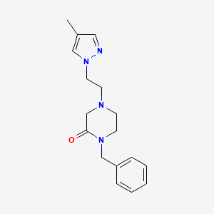 molecular formula C17H22N4O B2616074 1-Benzyl-4-[2-(4-methylpyrazol-1-yl)ethyl]piperazin-2-one CAS No. 2415465-32-4