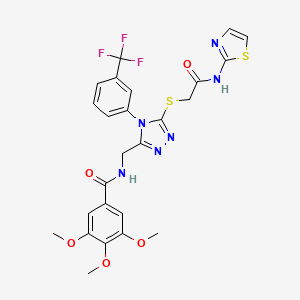 molecular formula C25H23F3N6O5S2 B2616079 3,4,5-trimethoxy-N-((5-((2-oxo-2-(thiazol-2-ylamino)ethyl)thio)-4-(3-(trifluoromethyl)phenyl)-4H-1,2,4-triazol-3-yl)methyl)benzamide CAS No. 310427-22-6