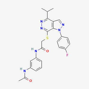 molecular formula C24H23FN6O2S B2616095 N-(3-乙酰氨基苯基)-2-((1-(4-氟苯基)-4-异丙基-1H-吡唑并[3,4-d]哒嗪-7-基)硫代)乙酰胺 CAS No. 1105237-34-0