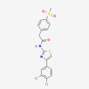 molecular formula C18H14Cl2N2O3S2 B2616098 N-(4-(3,4-二氯苯基)噻唑-2-基)-2-(4-(甲磺酰基)苯基)乙酰胺 CAS No. 919848-91-2