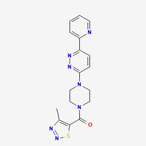 molecular formula C17H17N7OS B2616100 （4-甲基-1,2,3-噻二唑-5-基）（4-(6-(吡啶-2-基)嘧啶-3-基）哌嗪-1-基）甲酮 CAS No. 1257552-75-2