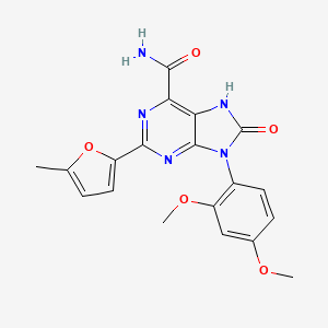 molecular formula C19H17N5O5 B2616102 9-(2,4-二甲氧基苯基)-2-(5-甲基呋喃-2-基)-8-氧代-7H-嘌呤-6-甲酰胺 CAS No. 898422-58-7