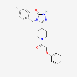 molecular formula C24H28N4O3 B2616115 4-(4-甲基苄基)-5-{1-[(3-甲基苯氧基)乙酰基]哌啶-4-基}-2,4-二氢-3H-1,2,4-三唑-3-酮 CAS No. 1775384-55-8