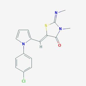 molecular formula C16H14ClN3OS B261614 (2Z,5Z)-5-{[1-(4-chlorophenyl)-1H-pyrrol-2-yl]methylidene}-3-methyl-2-(methylimino)-1,3-thiazolidin-4-one 