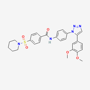 molecular formula C28H29N5O5S B2616146 N-[4-[5-(3,4-二甲氧基苯基)三唑-1-基]苯基]-4-哌啶-1-基磺酰基苯甲酰胺 CAS No. 850903-94-5