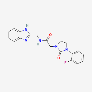 molecular formula C19H18FN5O2 B2616147 N-((1H-benzo[d]imidazol-2-yl)methyl)-2-(3-(2-fluorophenyl)-2-oxoimidazolidin-1-yl)acetamide CAS No. 1323297-22-8