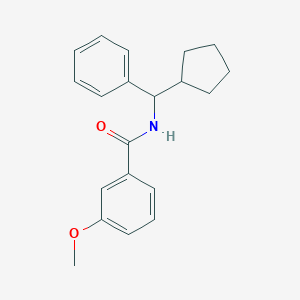 molecular formula C20H23NO2 B261616 N-[cyclopentyl(phenyl)methyl]-3-methoxybenzamide 