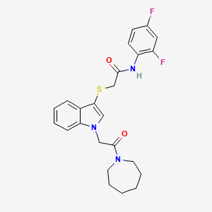 molecular formula C24H25F2N3O2S B2616163 2-((1-(2-(氮杂环-1-基)-2-氧代乙基)-1H-吲哚-3-基)硫代)-N-(2,4-二氟苯基)乙酰胺 CAS No. 878055-53-9