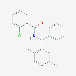 molecular formula C22H20ClNO B261617 2-chloro-N-[(2,5-dimethylphenyl)(phenyl)methyl]benzamide 