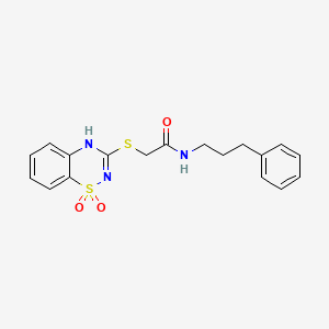 2-[(1,1-dioxido-4H-1,2,4-benzothiadiazin-3-yl)thio]-N-(3-phenylpropyl)acetamide