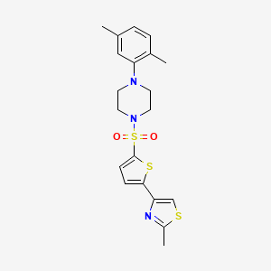 molecular formula C20H23N3O2S3 B2616197 4-(5-((4-(2,5-Dimethylphenyl)piperazin-1-yl)sulfonyl)thiophen-2-yl)-2-methylthiazole CAS No. 940992-78-9