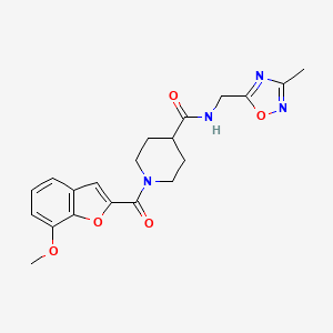 molecular formula C20H22N4O5 B2616205 1-(7-methoxybenzofuran-2-carbonyl)-N-((3-methyl-1,2,4-oxadiazol-5-yl)methyl)piperidine-4-carboxamide CAS No. 1334370-42-1