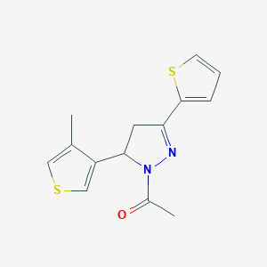 molecular formula C14H14N2OS2 B2616216 1-(5-(4-methylthiophen-3-yl)-3-(thiophen-2-yl)-4,5-dihydro-1H-pyrazol-1-yl)ethanone CAS No. 1396866-38-8