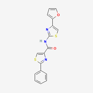 molecular formula C17H11N3O2S2 B2616217 N-(4-(furan-2-yl)thiazol-2-yl)-2-phenylthiazole-4-carboxamide CAS No. 1207039-39-1