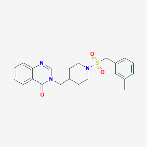 molecular formula C22H25N3O3S B2616218 3-[[1-[(3-Methylphenyl)methylsulfonyl]piperidin-4-yl]methyl]quinazolin-4-one CAS No. 2380187-47-1