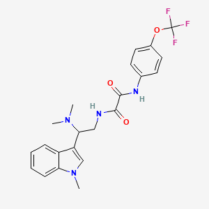molecular formula C22H23F3N4O3 B2616219 N1-(2-(二甲氨基)-2-(1-甲基-1H-吲哚-3-基)乙基)-N2-(4-(三氟甲氧基)苯基)草酰胺 CAS No. 1091422-46-6