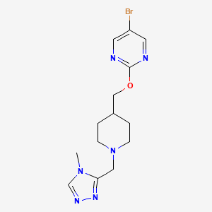 molecular formula C14H19BrN6O B2616220 5-Bromo-2-[[1-[(4-methyl-1,2,4-triazol-3-yl)methyl]piperidin-4-yl]methoxy]pyrimidine CAS No. 2380043-07-0
