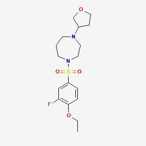 molecular formula C17H25FN2O4S B2616222 1-((4-Ethoxy-3-fluorophenyl)sulfonyl)-4-(tetrahydrofuran-3-yl)-1,4-diazepane CAS No. 2310206-87-0