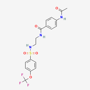 molecular formula C18H18F3N3O5S B2616224 4-acetamido-N-(2-(4-(trifluoromethoxy)phenylsulfonamido)ethyl)benzamide CAS No. 1091398-88-7
