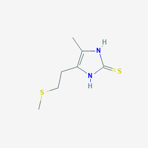 molecular formula C7H12N2S2 B2616226 4-Methyl-5-[2-(methylsulfanyl)ethyl]-1,3-dihydro-2H-imidazole-2-thione CAS No. 300383-86-2