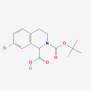 molecular formula C15H18BrNO4 B2616231 7-溴-2-[(2-甲基丙烷-2-基)氧羰基]-3,4-二氢-1H-异喹啉-1-羧酸 CAS No. 1822516-98-2