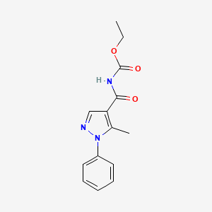 molecular formula C14H15N3O3 B2616256 ethyl N-(5-methyl-1-phenylpyrazole-4-carbonyl)carbamate CAS No. 303773-31-1